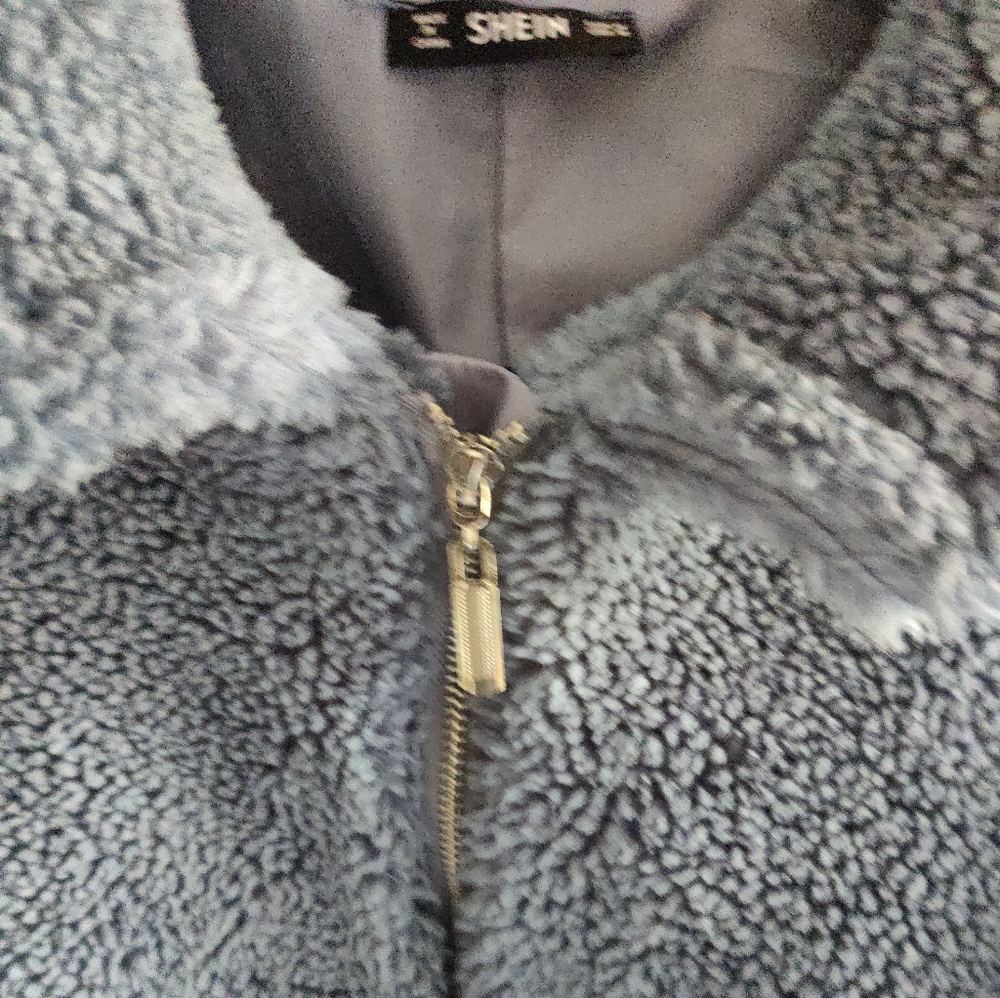 SheIn Zip Up Blue Teddy Spring Jacket - Picture 8 of 10